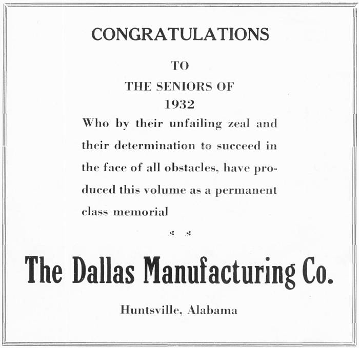 Dallas Manufacturing Ad, 1932 Rison Year Book