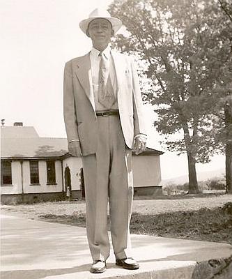 Cecil Fain in the 1940s in front of Rison School