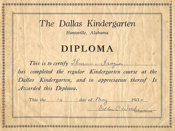 Thurman Frasier Kindergarten Diploma